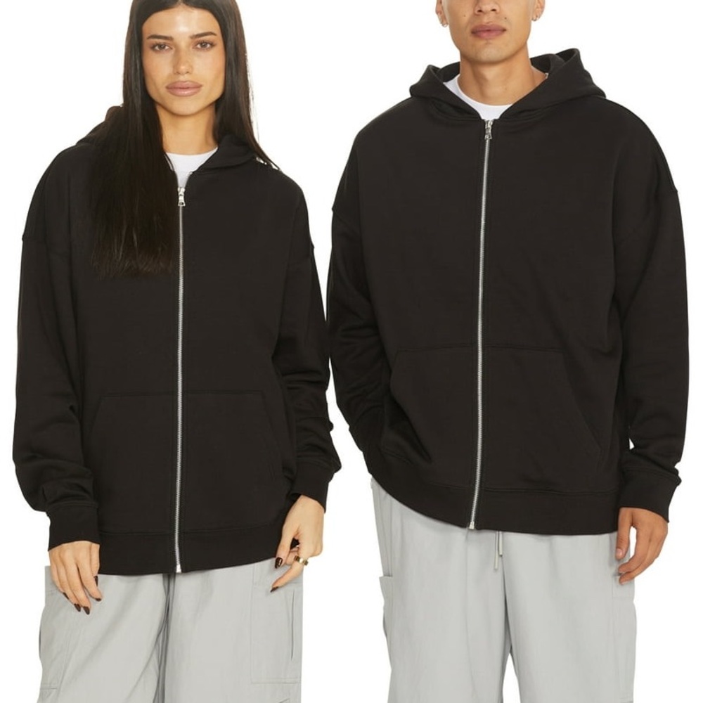No Boundaries Zip Hoodie with Long Sleeves, Men's & Big Men's Sz M